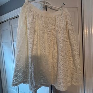 Chaps Cream Lace Circle Skirt